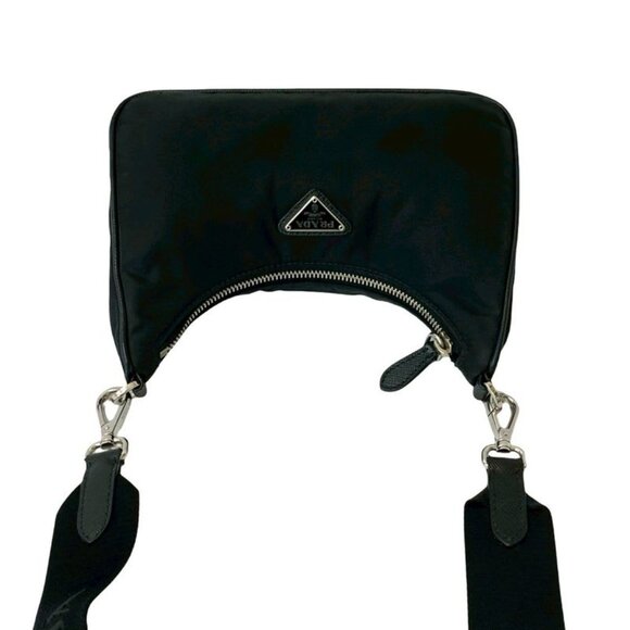 Prada Re-edition Triangle Logo Nylon Saffiano Leather Bag - Picture 4 of 9